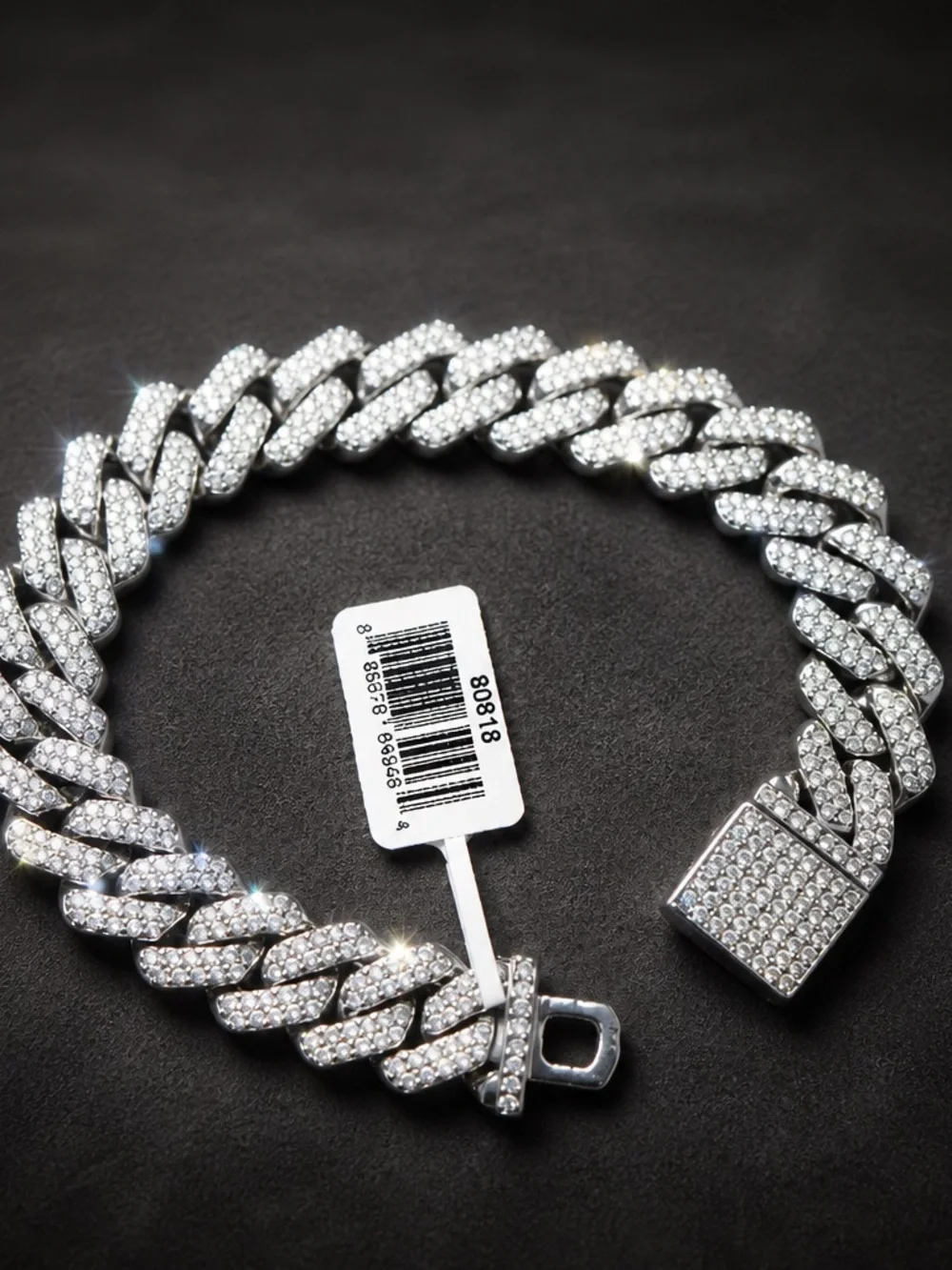 Invicta Elements Men's Ultra Iced Out Cuban Chain Bracelet, Silver
